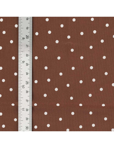 Tessuto popeline di cotone a pois - Terracotta