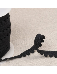 Elastico con pompon - Nero