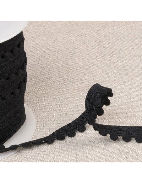 Elastico con pompon - Nero