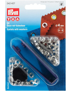 Scatola 50 occhielli 4 mm con strumento di fissaggio - Argento