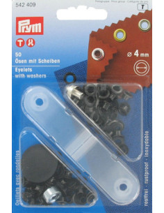 Scatola 50 occhielli 4 mm con strumento di applicazione - Nero