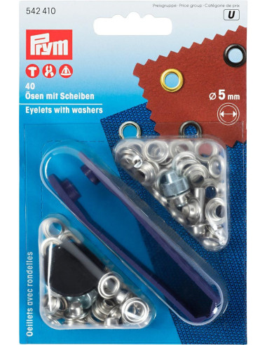 Scatola 40 occhielli 5 mm con strumento di fissaggio - Argento