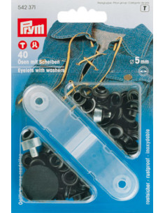 Scatola 40 occhielli 5 mm con strumento di fissaggio - Nero