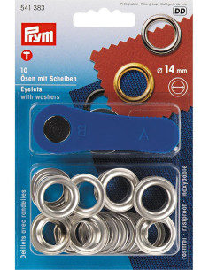 Scatola 10 occhielli 14 mm con strumento di applicazione - Argento