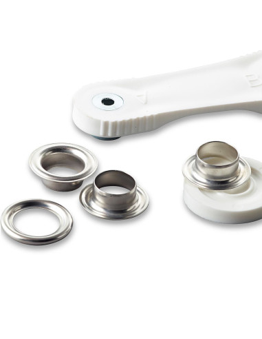 Scatola 10 occhielli 14 mm con strumento di applicazione - Argento