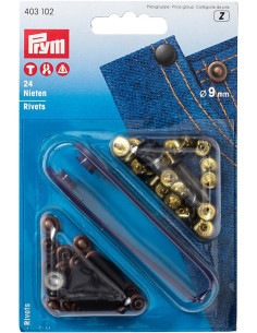 Scatola di 24 rivetti da 9 mm con attrezzo - Bronzo e Rame