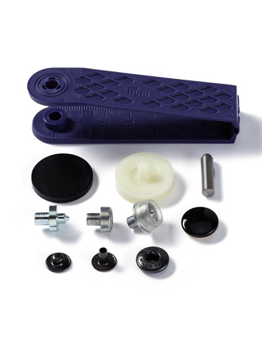 Scatola di 10 bottoni a pressione anorak Nero con attrezzo 15 mm