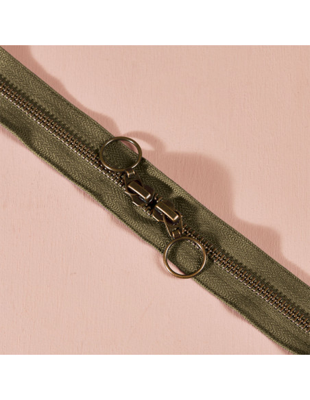 Chiusura a doppio cursore in ottone Ivy Green 60 cm - Atelier Brunette
