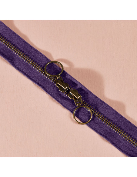 Chiusura a doppio cursore in ottone Majestic Purple 60 cm - Atelier Brunette
