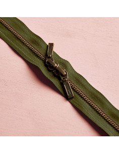 Chiusura a doppio cursore Ottone e Verde Ivy 40 cm - Atelier Brunette