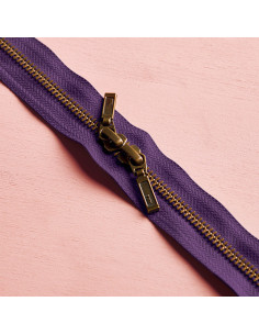 Chiusura a doppio cursore Ottone e Majestic Purple 40 cm - Atelier Brunette