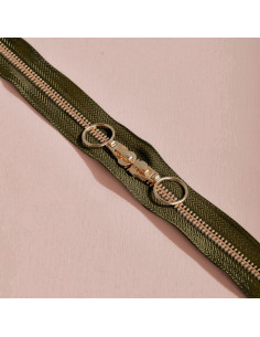 Chiusura a doppio cursore Gold e Ivy Green 40 cm - Atelier Brunette