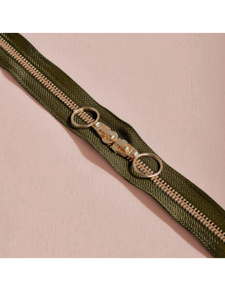 Chiusura a doppio cursore Gold e Ivy Green 40 cm - Atelier Brunette