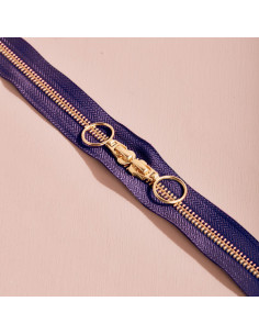 Chiusura a doppio cursore Gold e Majestic Purple 40 cm - Atelier Brunette