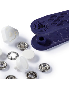 Scatola di 6 bottoni a pressione jersey bianchi con attrezzo 12 mm 2