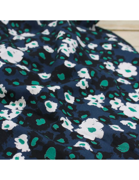Tessuto twill di viscosa Carlota blu atlantico - Églantine & Zoé