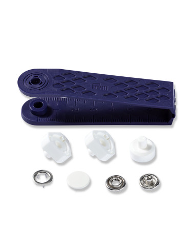 Scatola di 6 bottoni a pressione jersey bianchi con attrezzo 12 mm
