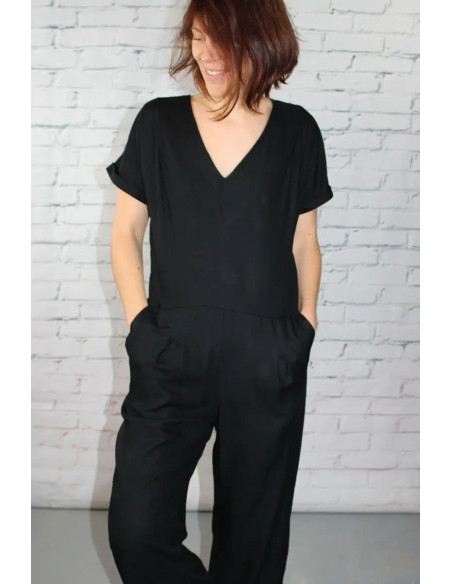 Tessuto twill di viscosa nero liquirizia - Églantine & Zoé