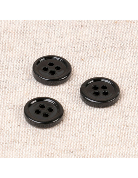 Pulsante a conchiglia 4 fori 11 mm - Nero