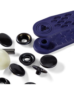 Scatola di 10 bottoni a pressione sport campeggio Nero con attrezzo 15 mm 2