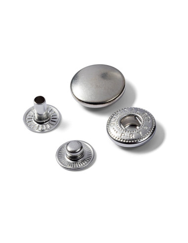 Ricarica di 10 bottoni a pressione anorak 15 mm Argento