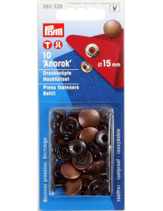 Ricarica di 10 bottoni a pressione anorak 15 mm Rame