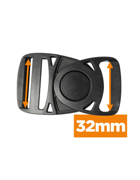 Fibbia girevole per cintura 32 mm - Nero