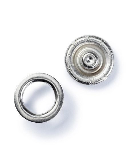 Ricarica di 20 bottoni a pressione jersey 10 mm Argento