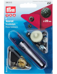Scatola di 6 bottoni a pressione anorak Design con attrezzo 20 mm