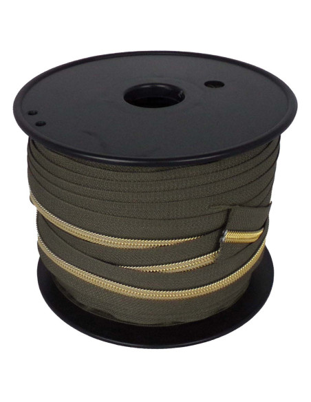 Chiusura in nylon 5 mm lurex - Kaki e oro
