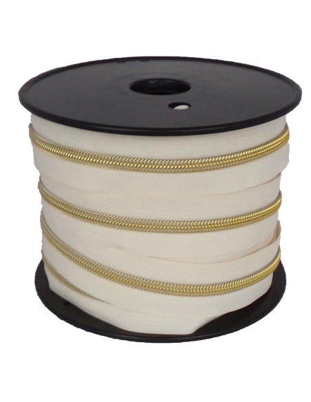 Chiusura in nylon 5 mm lurex - Avorio e oro