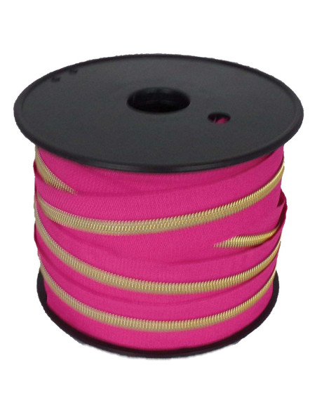 Chiusura in nylon 5 mm lurex - Fucsia e oro