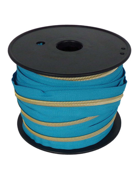 Chiusura in nylon 5 mm lurex - Blu petrolio