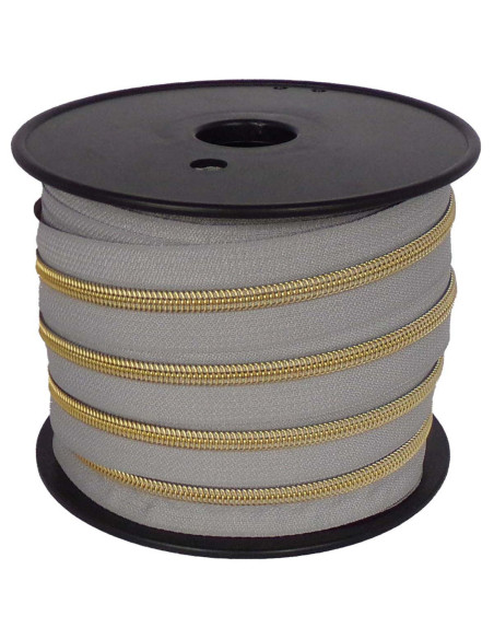 Chiusura in nylon 5 mm lurex - Grigio piccione e oro