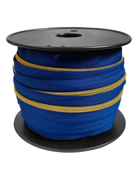 Chiusura in nylon 5 mm lurex - Blu Bugatti e oro