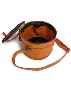 Borsa portaoggetti in pelle per ricamo e maglieria Muud Enturn - Whisky 2