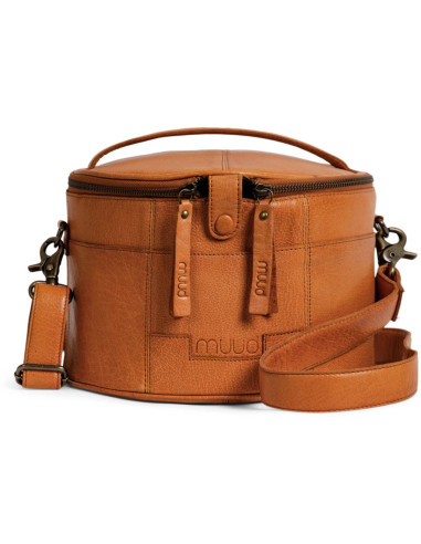 Borsa portaoggetti in pelle per ricamo e maglieria Muud Enturn - Whisky