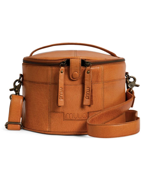 Borsa portaoggetti in pelle per ricamo e maglieria Muud Enturn - Whisky