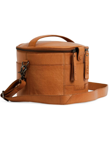 Borsa portaoggetti in pelle per ricamo e maglieria Muud Enturn - Whisky