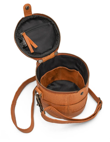 Piccola borsa per maglieria in pelle Muud Saturn Mini - Whisky