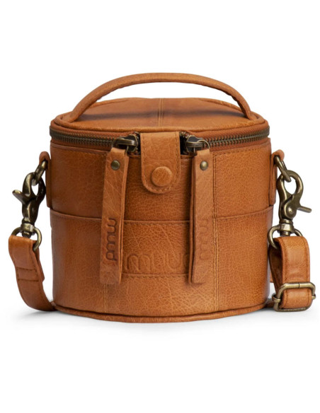 Piccola borsa per maglieria in pelle Muud Saturn Mini - Whisky