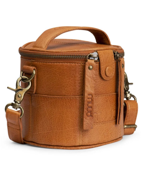 Piccola borsa per maglieria in pelle Muud Saturn Mini - Whisky