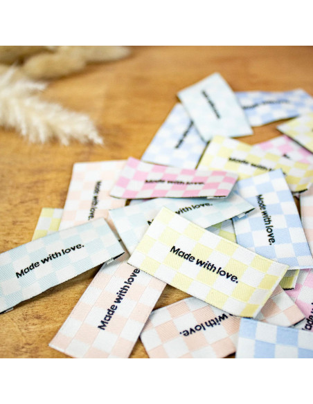 Set di 5 etichette da cucire - Fatto con amore