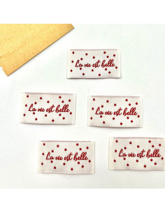 Set di 5 etichette tessute da cucire La vita è bella 2
