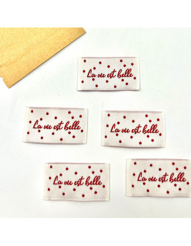 Set di 5 etichette tessute da cucire La vita è bella