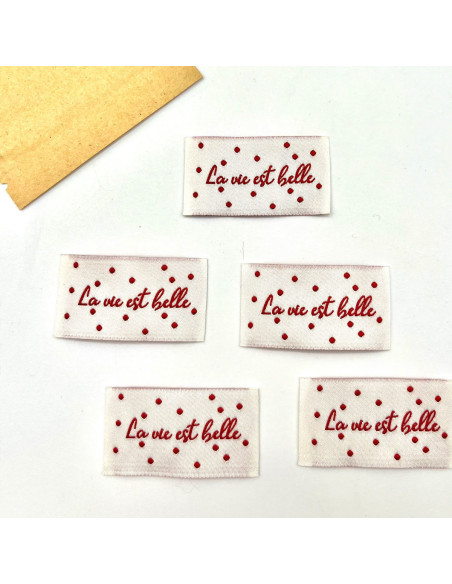 Set di 5 etichette tessute da cucire La vita è bella