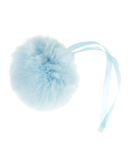 Pompon imitazione pelliccia 11 cm - Azzurro pastello