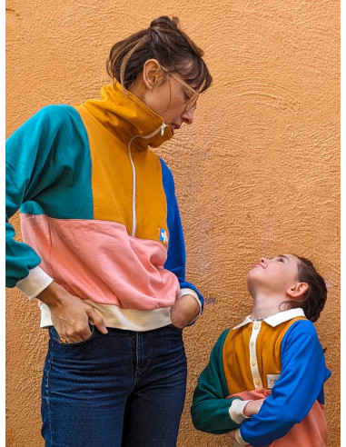 Modello di felpa retrò Atlas per bambini e adulti - Marmaï Patterns