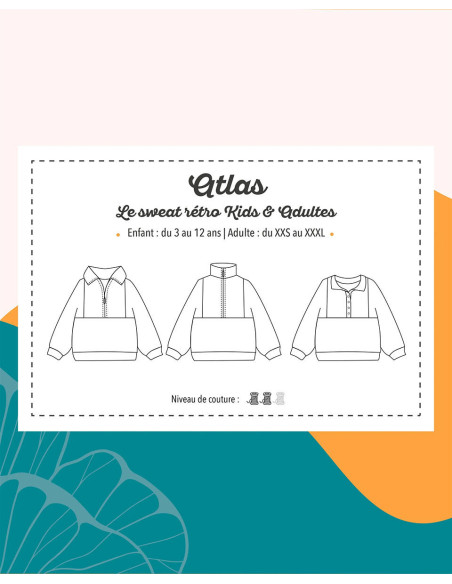 Modello di felpa retrò Atlas per bambini e adulti - Marmaï Patterns