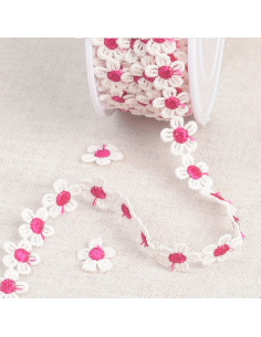 Guipure margherite bianche - Fucsia e bianco